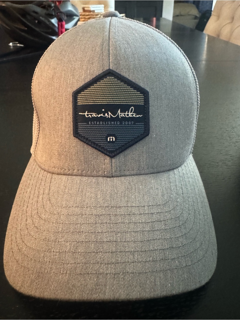TravisMathew Heather Gray Hex Patch Baseball Cap